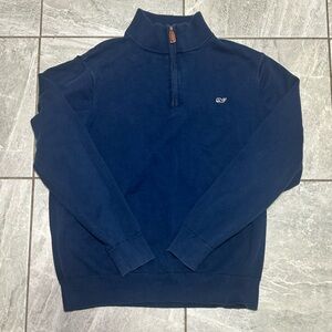 Vineyard Vines Navy Quarter Zip Pullover Men’s Small Cotton Whale Logo